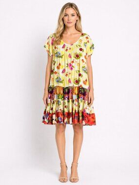 vintage KOMIL Short Sleeve Rayon Colorful Sundress Fruits Size Small
